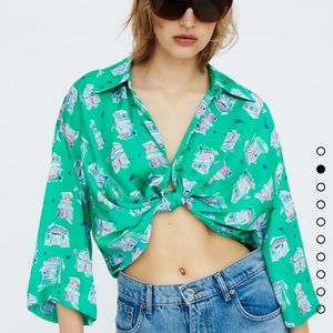 Zara Printed Knotted Shirt